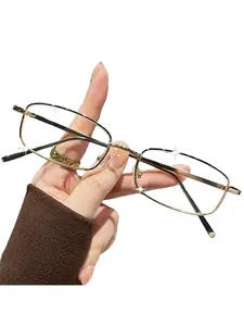 1PC Ultra-Light Silver Wire Frame Glasses for Men - Small Face, Square, Rectangular, Narrow Frame, Square Frames Eyeglass