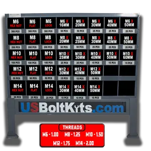 2540 Piece Metric Class 8.8 Coarse Thread Bin Kit with 40 Hole Bin