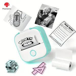 New Phomemo 1pc T02 Photo Printer Portable Mini Printer Pocket Thermal Printer Wireless Smart Printer For Photo Picture Office Label Note Qr Code Inkless Printing Sticker Printer Receipt Printer - Office & School Supplies Advertising printing and dra