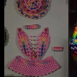 KANDI COMPLETE OUTFIT Custom Beaded Pink outfit with Matching Accessories for Unique Fashion