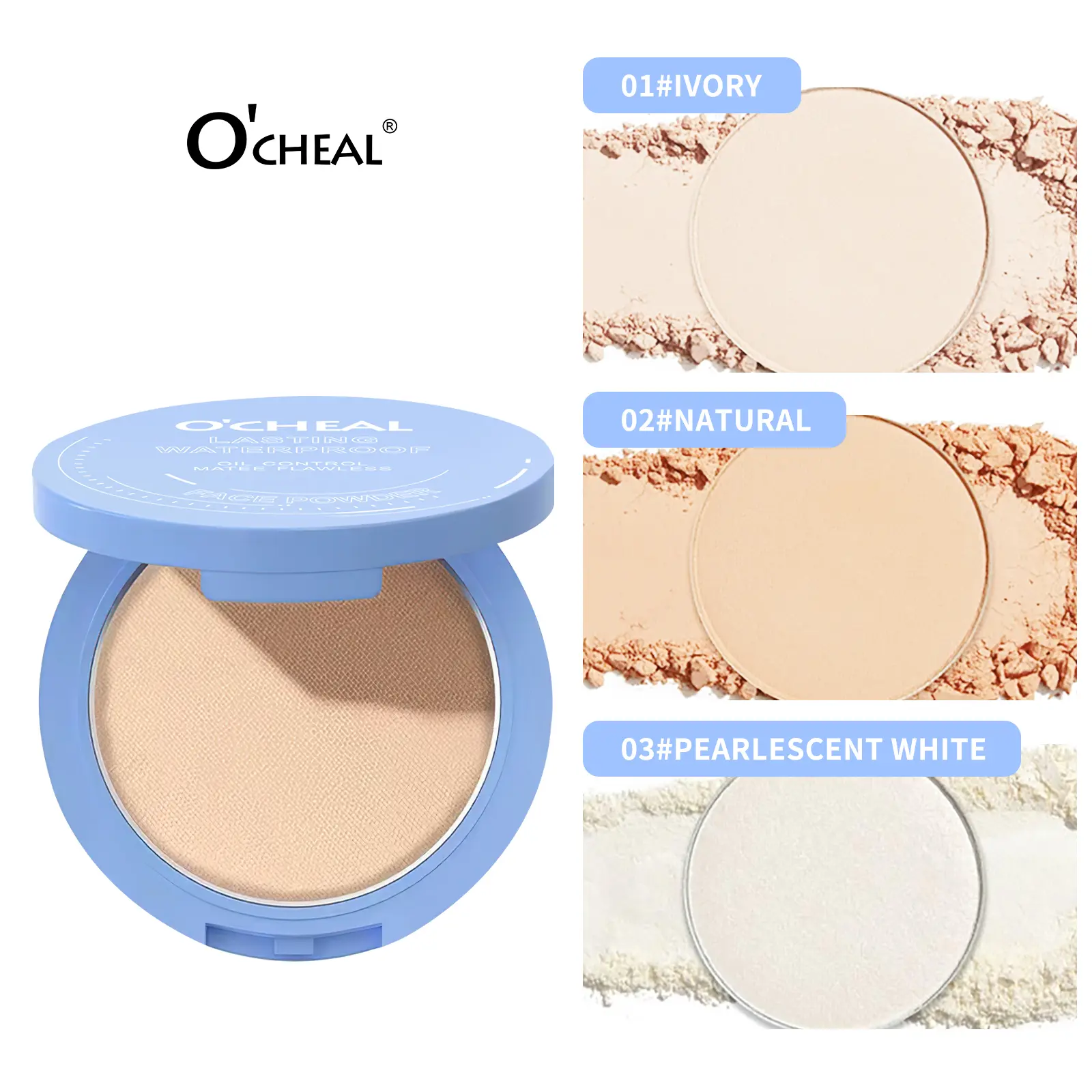 Silky Matte Soft Light Concealer Setting Powder Compact Waterproof Natural Long-Lasting Loose Powder in Ivory Natural & Pearlescent White
