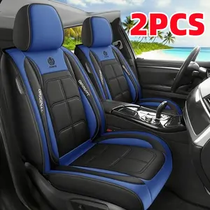 Snug Fit 2PCS New Model Car Seat Cover Waterproof Wear-Resistant PU Leather Full-Enclosing Muscle Seat Cover for Front Seats Dirt-Resistant Durable All Seasons