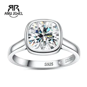 Halo Moissanite Engagement Wedding Ring Cushion Cut D Color VVS1 S925 Ring Anniversary Promise Christmas Gift for Women Classic Ring Jewelry with Certificate