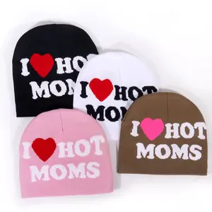 Beanie with letter jacquard pattern