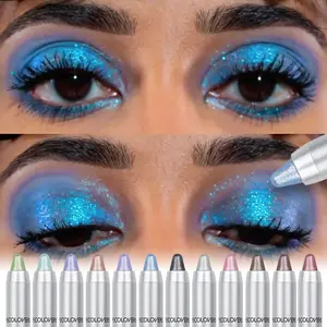 Pearlescent Long-lasting Glitter Shimmer Eyeshadow Pencil Waterproof Pigment Blue Purple Colorful Eye Shadow Stick Women Fashion Colorful Eye Makeup, Glitter Eyeshadows