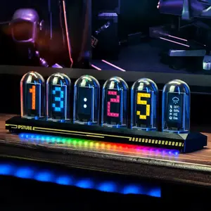 Executive Retro Cyberpunk RGB Simulation Clock | Nixie Tube Style LED Desk Ornament