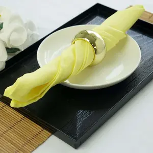 5 Pack Polyester Napkins 17"x17" Yellow - Wrinkle Resistant & Easy Care Cloth Napkins