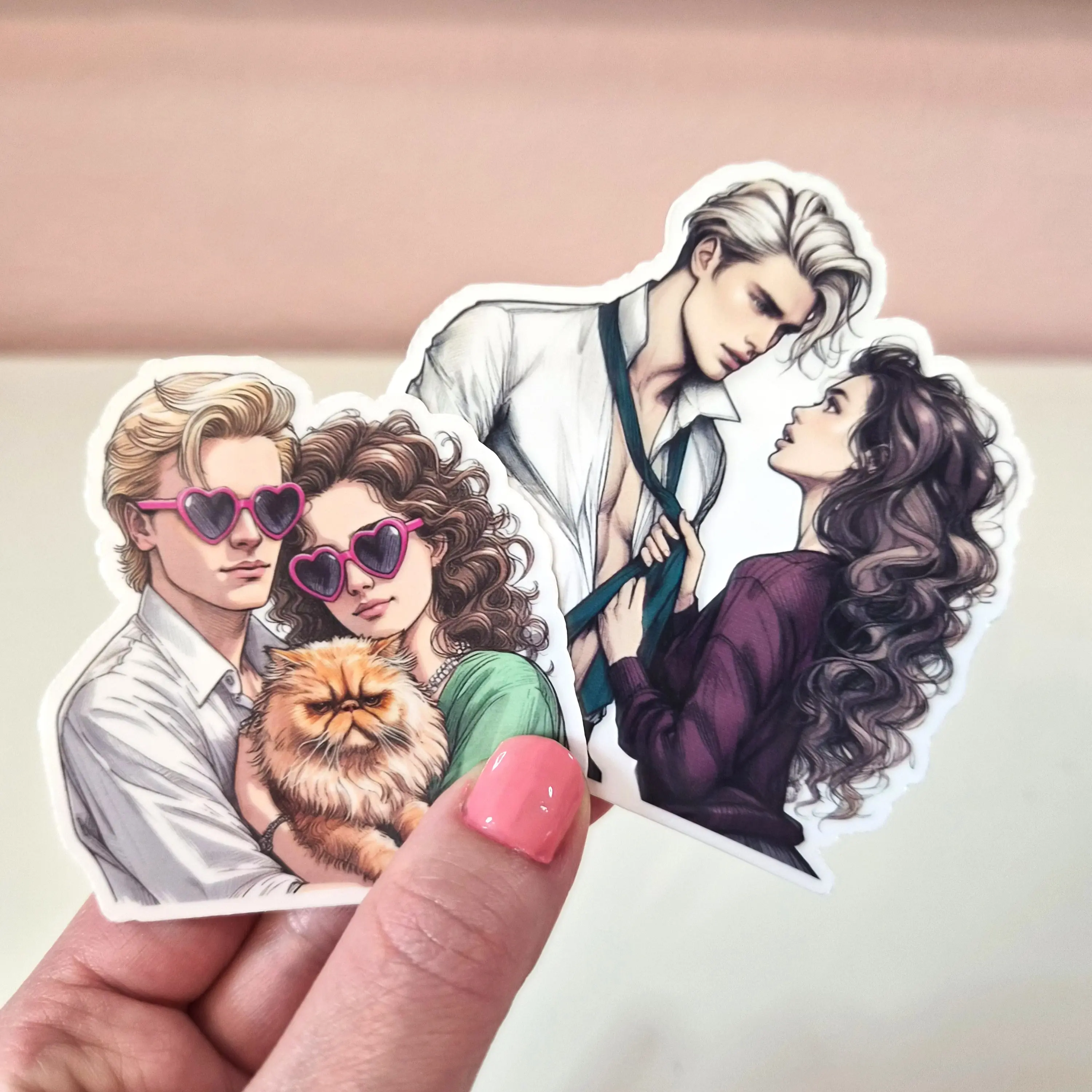 Literature-Themed Dramione Adhesive Stickers - 2.75" Waterproof Holographic or Glossy Permanent Stickers, Customizable for Kindle or Tablet, Durable Stylish Design to Enhance Reading Experience