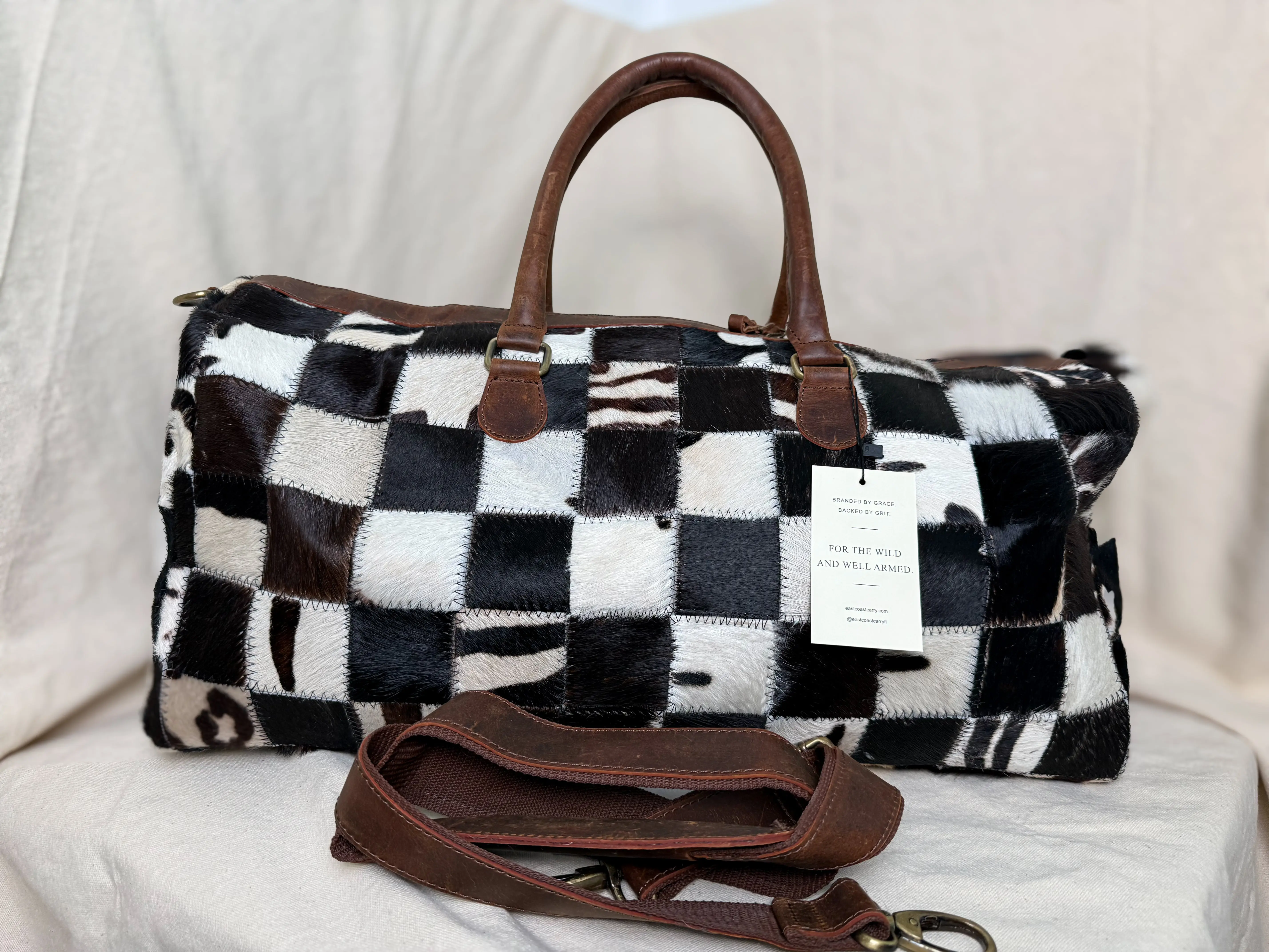 Checking In Weekender Duffle – Genuine Hair On Cowhide & Full-Grain Leather Travel Bag