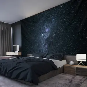 Art Tapestry 1 piece, extra large starry night sky tapestry, landscape photo background wall tapestry, suitable for bedroom, living room, office, party decoration, can be installed on the ceiling, peach skin fabric, indoor use, 100% polyester, no need to