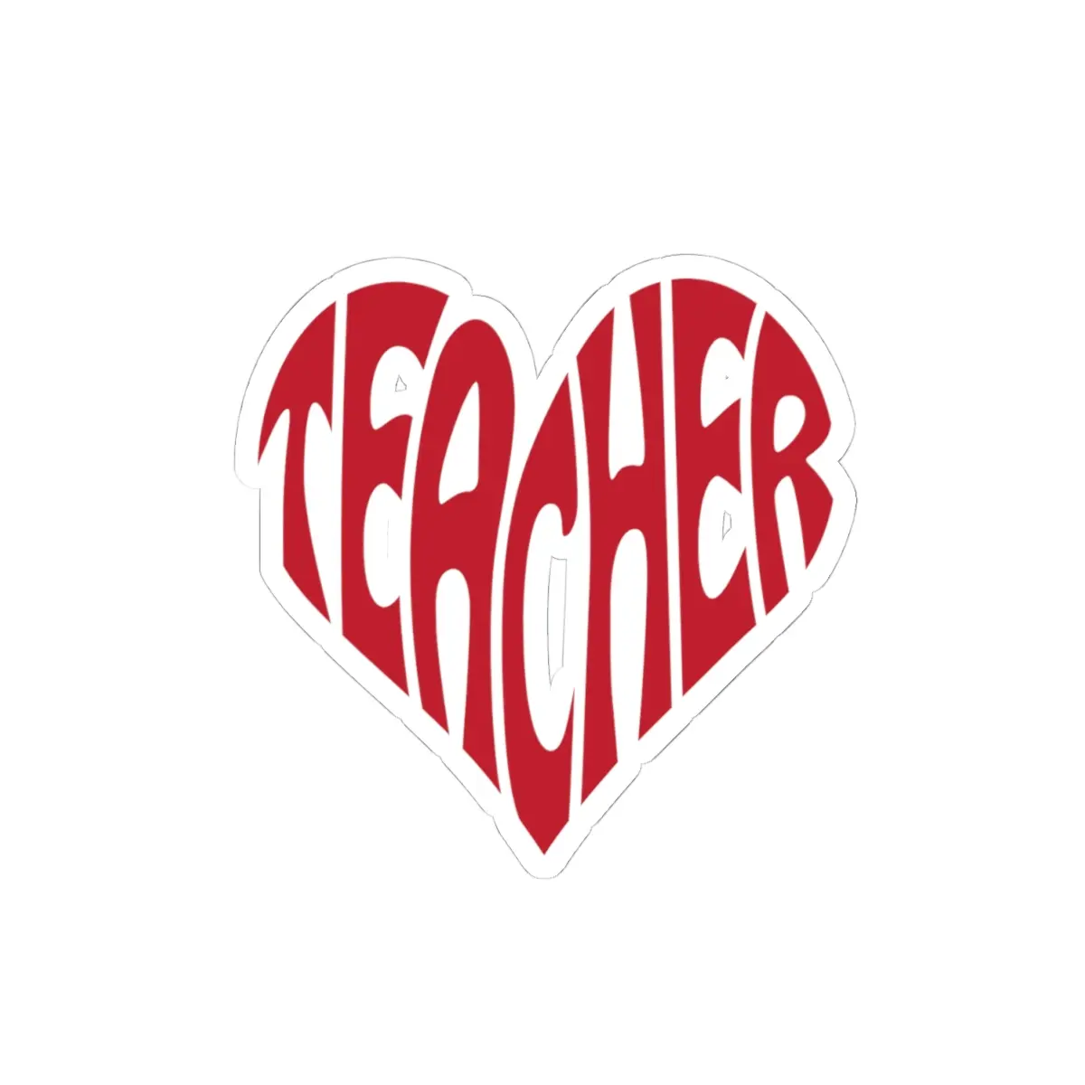 Teacher Heart Adhesive Vinyl Sticker, Kiss-Cut Die-Cut Permanent Sticker, School Teacher Decal, Adhesive Vinyl Stickers, Die-Cut Stickers
