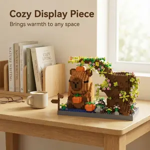 1880pcs Capybara Micro-Particle Building Set, Cute Animal Models, Abs Plastic Toy Kit, Desk Decor, Home Decoration, Holiday Gift