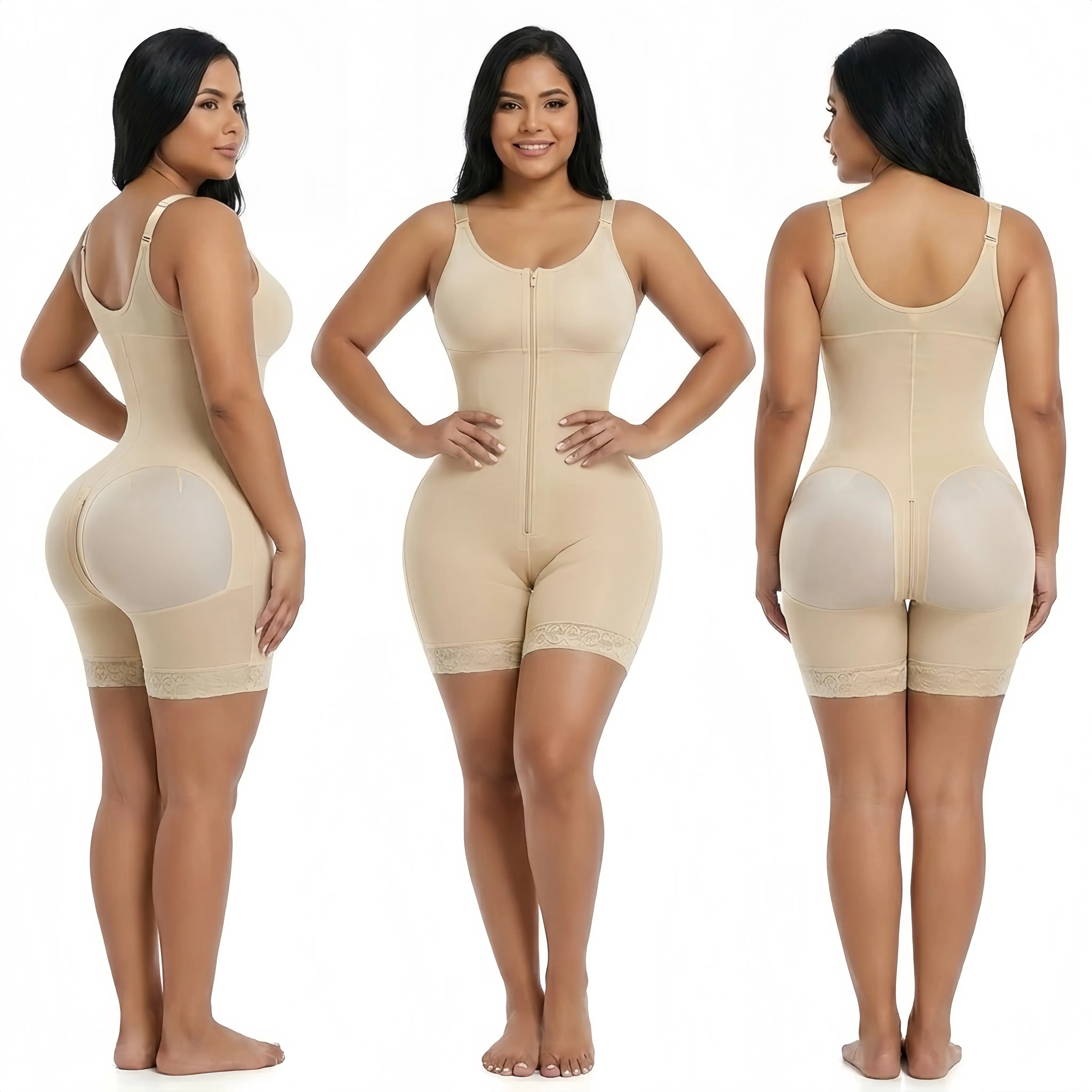 Fajas Colombianas Open Bust Bodysuit Shapewear for Women, Tummy Control & Butt Lifter for a Defined Appearance with Adjustable Straps & Zipper Crotch, Body Contouring, Basic