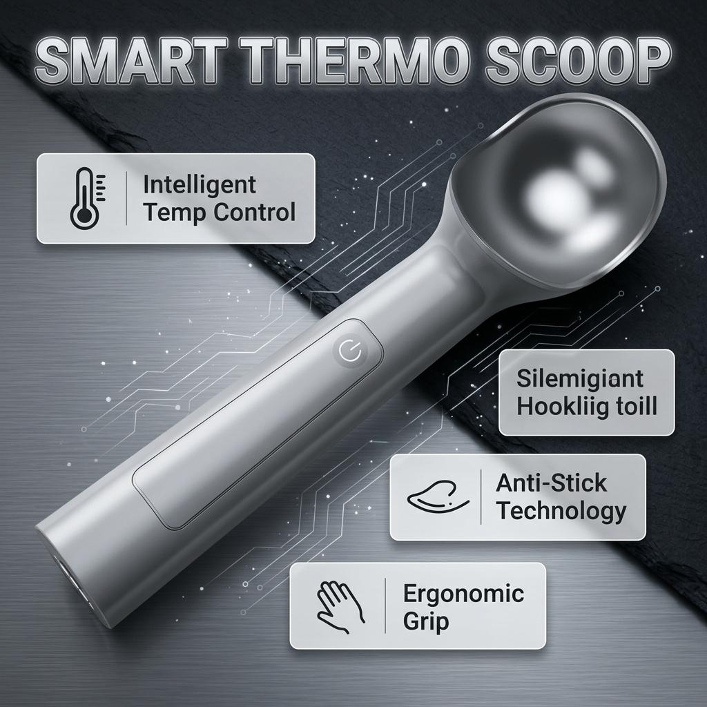 2026 Upgraded Heated Ice Cream Scoop | USB-C Rechargeable Smart Thermo Scoop - Electric Heated Ice Cream Scoop Perfect Gift for Ice Cream Lovers