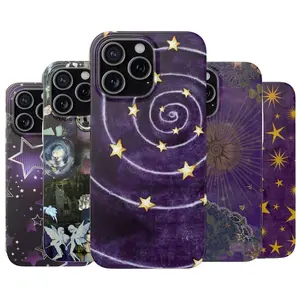 Whimsical Starry iPhone Case, Y2K Aesthetic Phone Case, Trendy Whimsical Galaxy Case, Star Spiral Celestial Phone Cover for iPhone X 11 12 13 14 15 16 & Samsung S21 S22 S23 S24