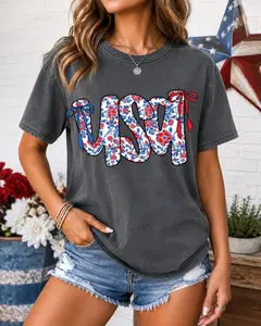 Comfort Colors Floral Coquette USA Shirt, Retro America T-Shirt, 4th Of July Gift, Patriotic Tee, Coquette Bow Shirt Floral Coquette USA Retro America Png, 4th Of July