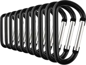 Aluminum Carabiner Clip Snap Hook Keyring 1.5/1.9/2.2/2.4/2.8 Inch Carabiners Keychains Black(10P/20P)