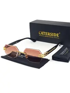 Unisex Fashionable All-match Rimless Sunglasses, Trendy Casual Polygon Frame Sunglasses for Everyday Use, Fashion Accessories for Outdoor Activities