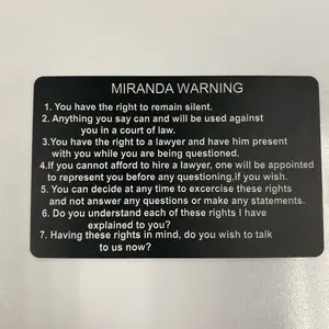 Metal Miranda Warning Card