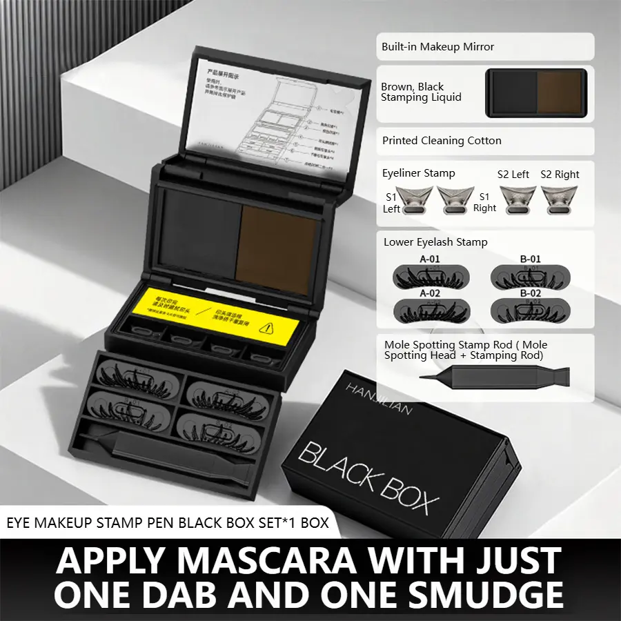 Waterproof Eyeliner Stamp Set with Winged & Lower Lash Stamps - Long-Lasting Black Liquid Eye Makeup Cosmetic