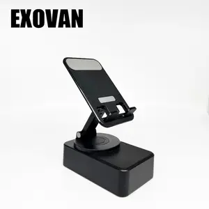 Wireless Audio Bluetooth Speaker 5in1 Phone Holder Emergency Rechargeable withColorful Ambient Light 300° Foldable for Tablet iPhone Android, Gifts for Men Women ，Black