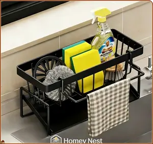 2026 Upgraded Version Kitchen Sink Corner Sponge Drain Rack  Sink Caddy ultitunctional Durable Cleaning Tool Organizer Storage RackDish Soap Dishdoth Brushes Holder for Kitchen & Bathroom