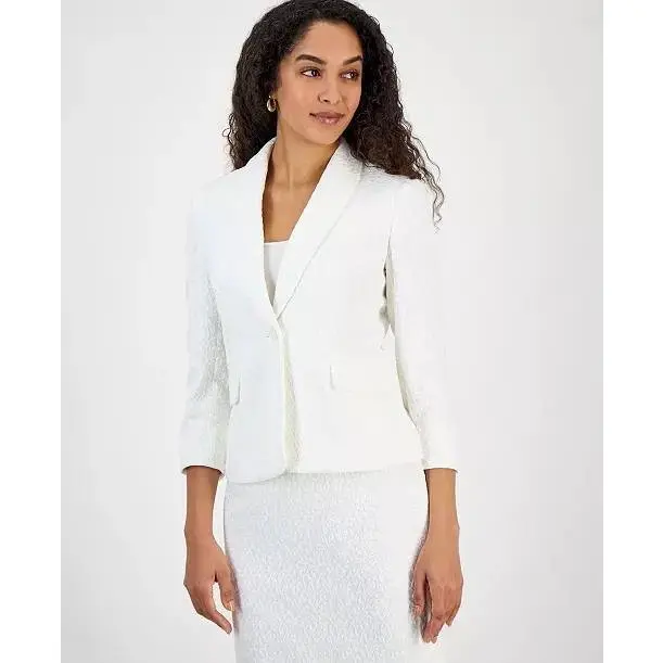 Kasper Women’s Bonded‑Lace Shawl‑Collar Blazer Lily White 10P $149 NWT