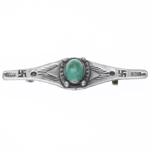 20's-30's Vintage Navajo/Fred Harvey sterling silver/turquoise whirling logs pin