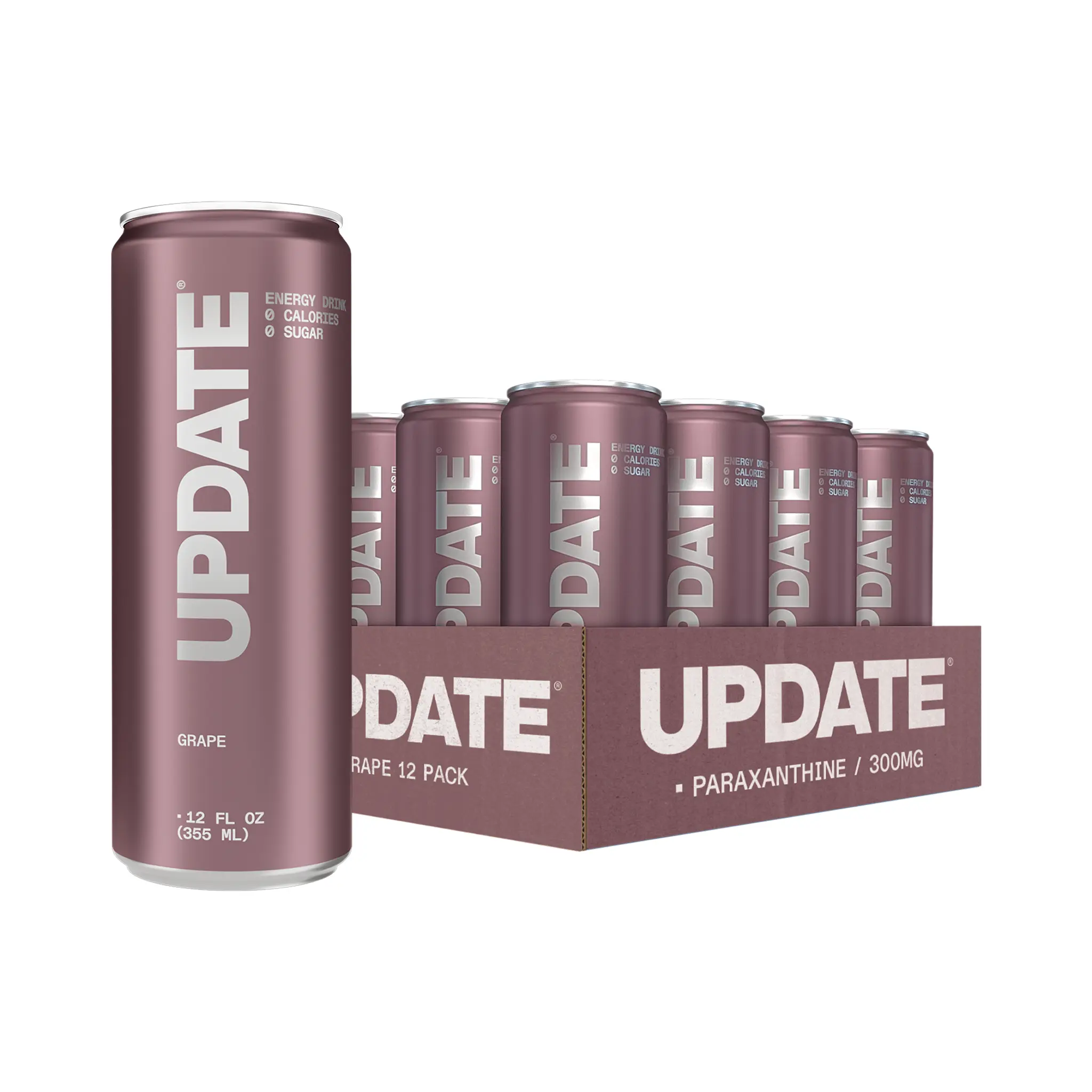 UPDATE 12-Pack Grape Flavored Energy Drink, 12 oz Cans | Caffeine-Free Paraxanthine, Zero Sugar, Zero Calories, Alpha-GPC, No Artificial Flavors or Colors