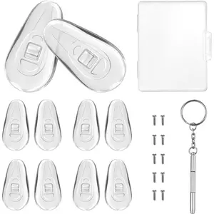 5 Pairs of Eyeglass Nose Pads, Upgraded 15x8mm Soft Silicone Air Chamber Eyeglasses Nose Pads, Screw-in Glasses Nose Pad Replacement Kit.