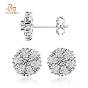 Delzzad Glittering Ice Bloom Studs‌ Daisy Stud Earrings VVS Synthetic Moissanite Earrings Jewelry S925 Flower Studearrings Perfect Birthday Mother’s Day Christmas Gift for Men Women