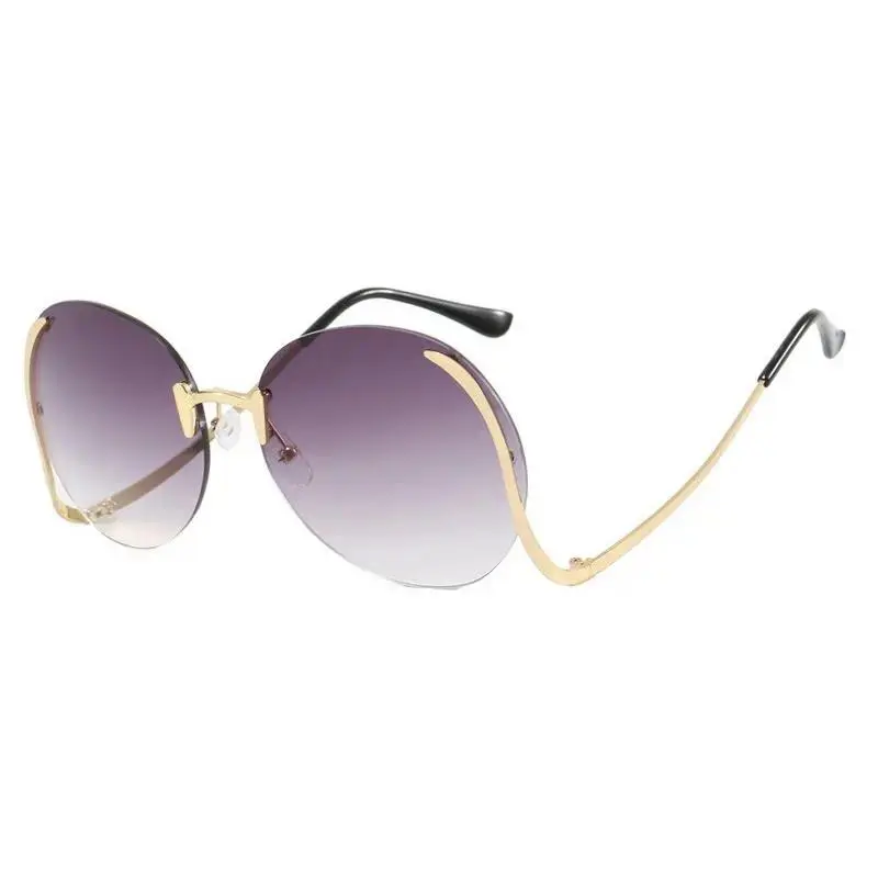 Unisex Polarized Wrap-Around Sunglasses - Metal Frame, Stylish Geometric Semi-Rimless Design, UV Protection Tinted Lenses, Rectangular Outdoor Trendy Sunglasses for Women, Tinted Lenses Polarized