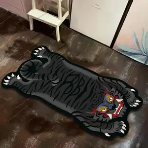 Irregular tiger rug, bedroom bedside mat, creative tiger stripe design, American-style trendy home décor, unique decorative mat, decorative doormat. Suitable for outdoor patios, hallways, foyer, and indoor use; a comfortable area rug.