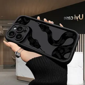Black Snake Magic Phone case for iPhone 17 Air 16 15 16e 14 13 12 11 Pro Max Plus X XS Full Body Protection Shockproof Soft Silicone Cover Smartphone Cellphone
