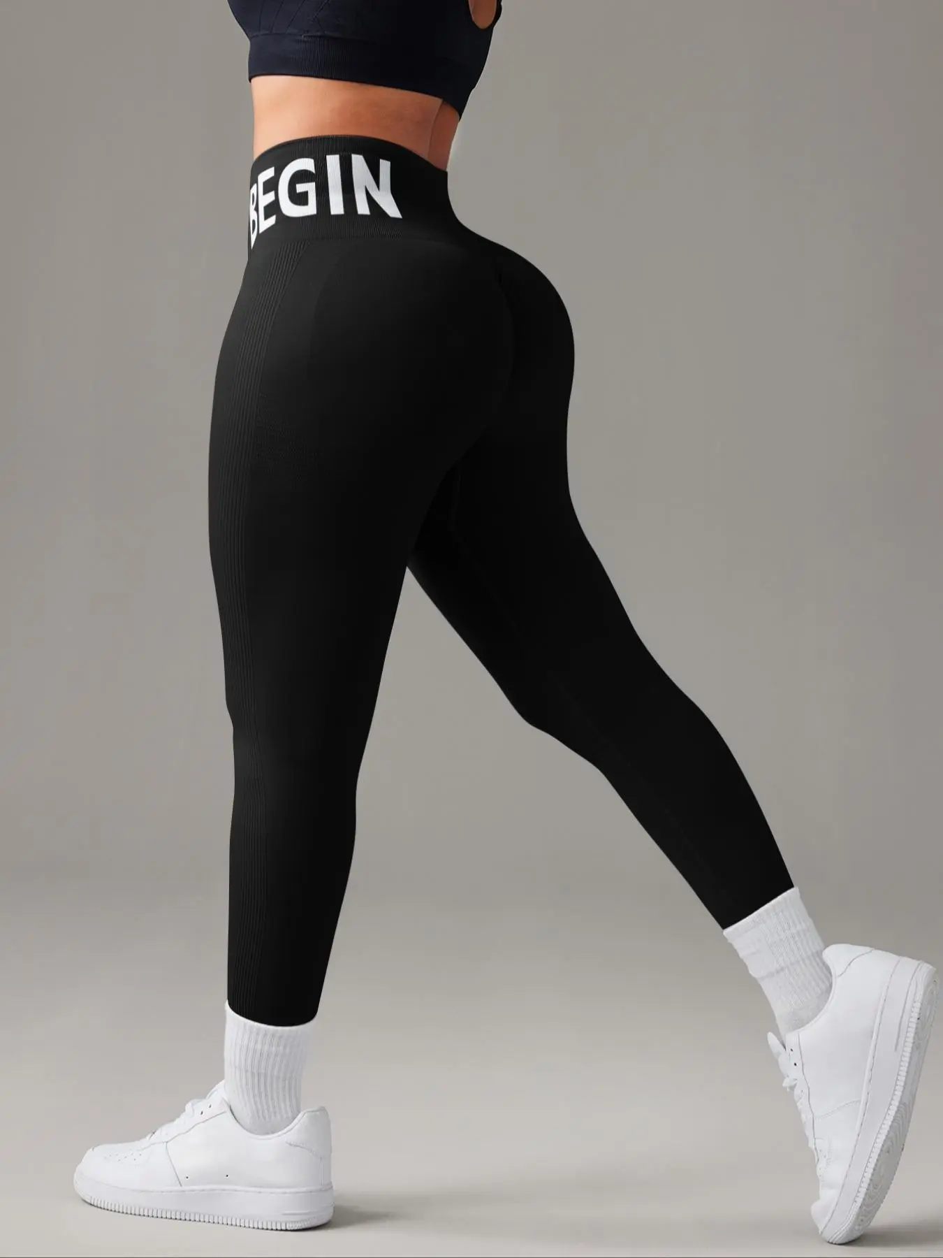 Women's Letter Pattern High Waist Sports Leggings, Comfortable Breathable High Stretch Fabric, Tummy Control & Butt Lifting Yoga Leggings, Ladies Sportswear for Indoor & Outdoor Wear