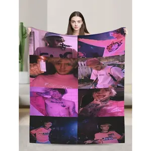 1pcs Soft Personalised Lil Merch Peep Flannel Thick Blanket, Suitable For Sofa, Bed, Living Room, Travel, Office, Shawl, Nap Blanket, Air Conditioning Blanket, Bed Sheet, Camping, Ideal Gift, Daily Gift