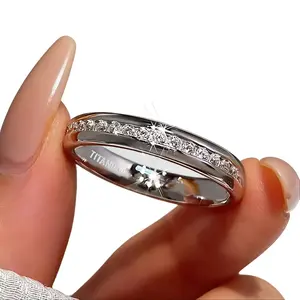 5-piece women’s wedding and engagement ring set, crafted from hypoallergenic titanium steel. Bohemian style with round zircon inlays, tarnish-resistant platinum plating, perfect for daily wear.