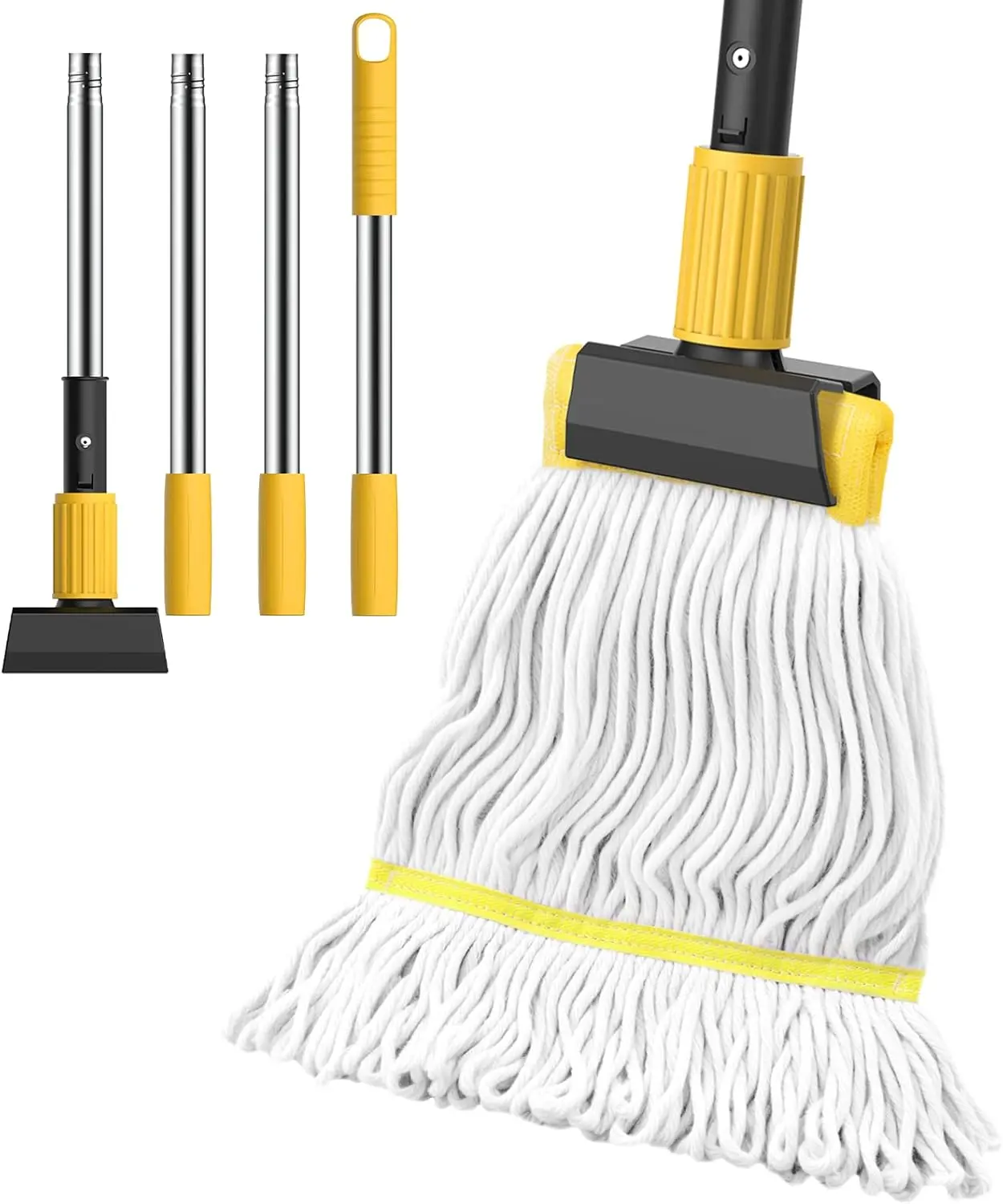Heavy Duty Commercial Mop, Industrial Mop with 59-in Long Handle | String Wet Mop for Floor CLeaning, Cotton Mops for Home, Kitchen, Garage Concrete, Office