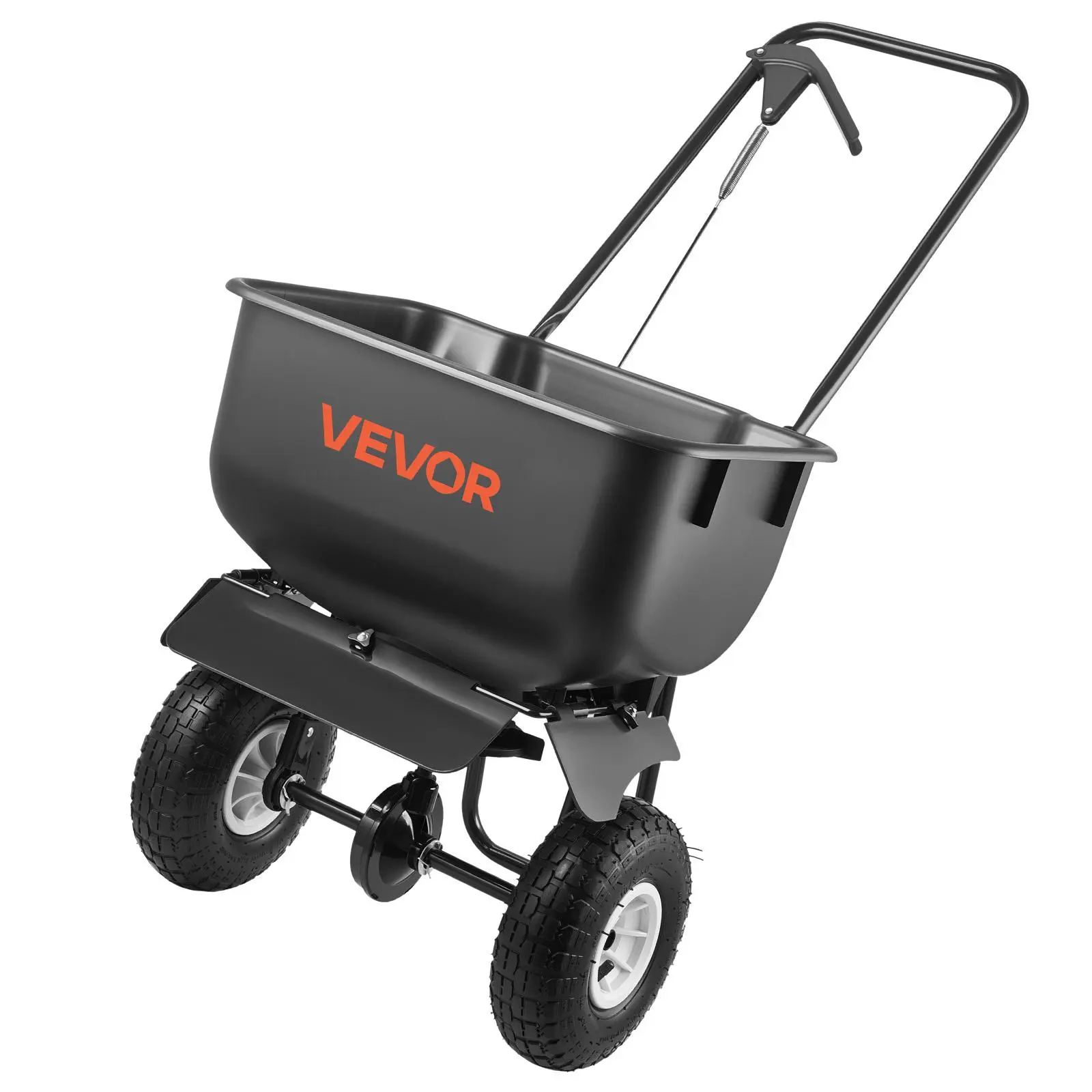 VEVOR Push Lawn Spreader, 12ft Spreading Width, Broadcast Spreader with 80lbs Load Capacity & 10 in All-Terrain Tires, Walk-Behind Garden & Lawn Broadcast Spreaders for Seed Fertilizer, Salt Ice Melt#BackToSchool