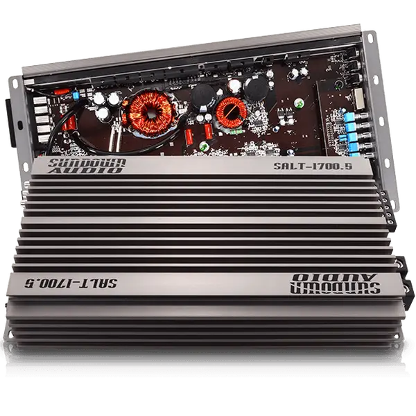 Sundown Audio SALT17005 SALT-1700.5 Aftermarket 5-Channel 1700W High-Efficiency Digital Wired Car Stereo Amplifier, Titanium Components, Remote Control, Protection Features, 10 Hz – 25Khz Range, Noise Reduction, Reliable Power Output