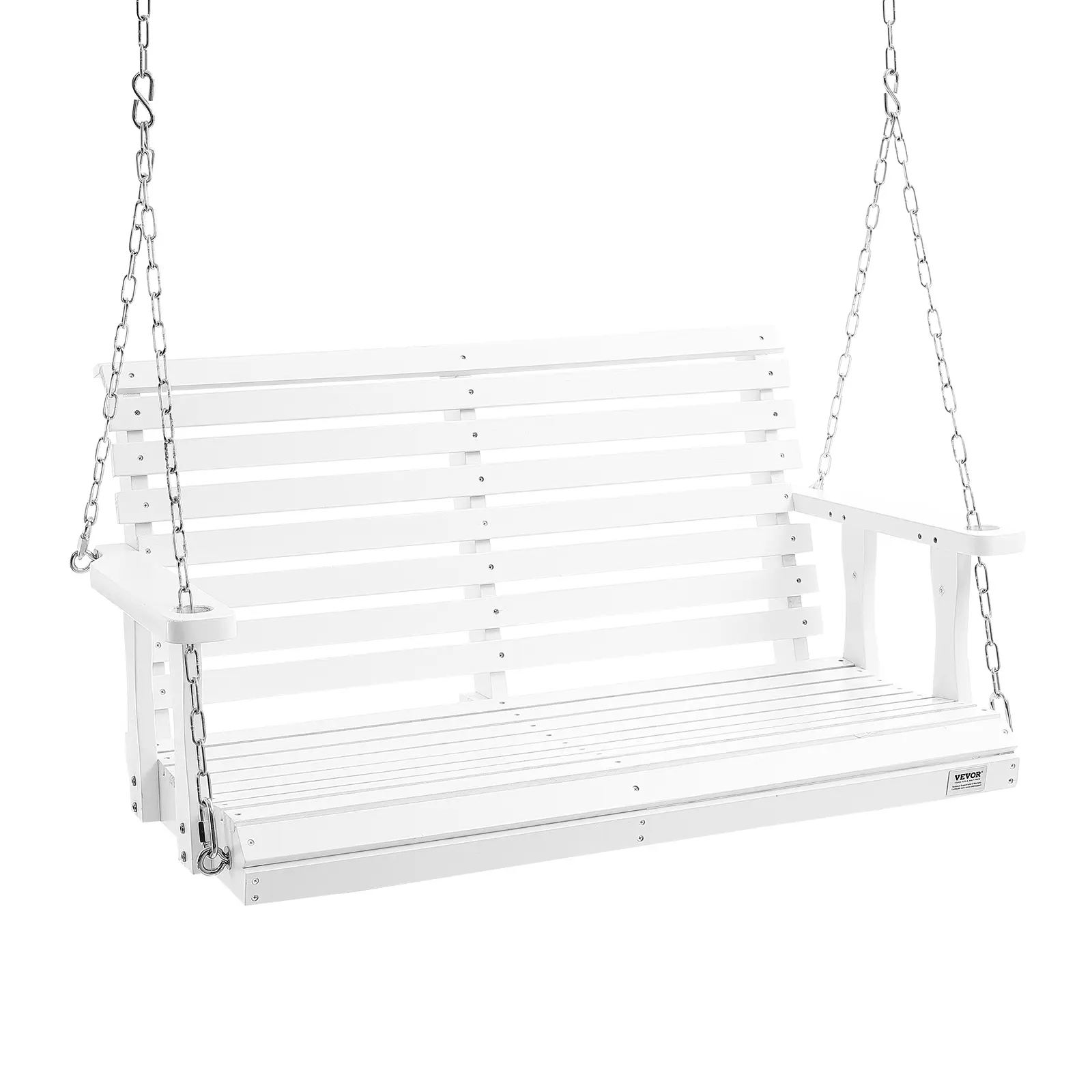 【summerfinds】VEVOR Wooden Porch Swing 4 ft, Patio bench swing for Courtyard & Garden, Upgraded 880 lbs Strong Load Capacity, Heavy Duty Swing Chair Bench with Hanging Chains for Outdoors, White