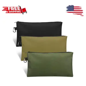 3 Pack Tool Bag Zipper Pouch (3 Pack, Tan, Navy Green, Black)