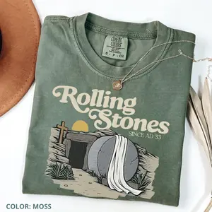 Comfort Colors Rolling Stones T-Shirt, Trendy Easter Clothing, Unisex Pull Over T-Shirt, Women's Crew Neck Top