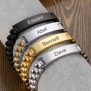 Personalized Stainless Steel Bracelet, Custom Engraved Name, Fashionable Men'S Wristband, Father'S Day Gift, 316L Titanium Steel