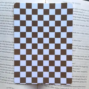 Brown & White Checkered Kindle Skin – Glossy or Glitter Finish, Trendy E-Reader Cover