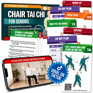 Chair Tai Chi for Seniors Over 60 — Safe & Easy 10-Minute Seated Flows with 46+ Illustrated Exercise Cards, Video Tutorials & 28-Day Plan to Stay Active and Feel Confident