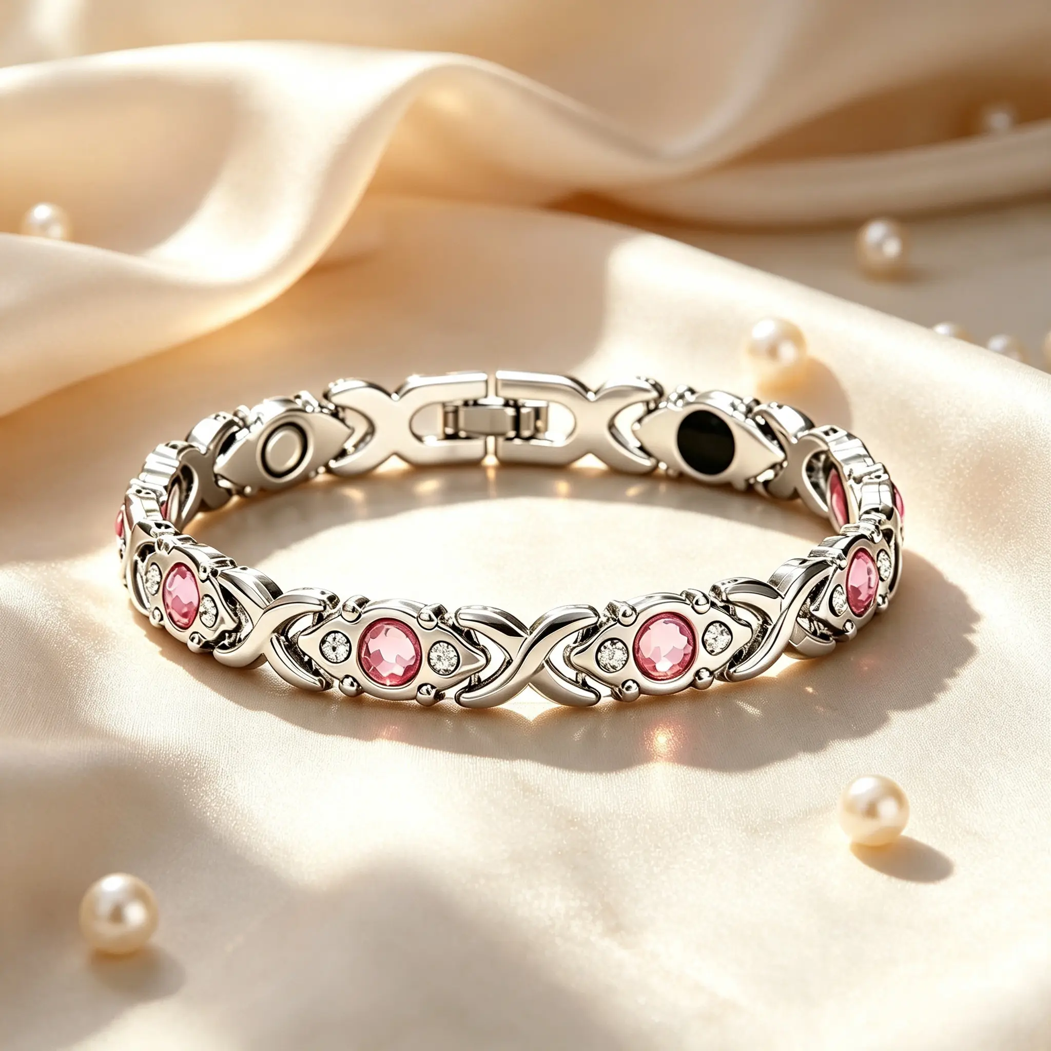 Women’s Adjustable Energy Magnet Bangle - Eco Alloy, Diamond Detail, Lightweight Design, Adjustable Fit Bangle, Elegant Fashion Costume Jewelry Bracelet