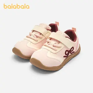 Balabala Toddler OG-Style Sneakers Non-Slip & Breathable Perfect for First Steps Walking Shoes Wide Toe Barefoot Pink & Maroon Design