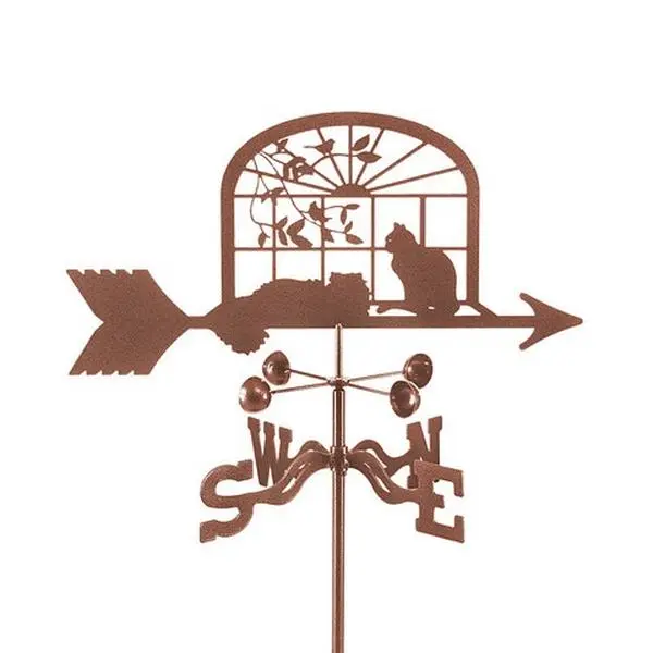EZ Vane EZ1202-DK Metal Cats in Window Weathervane with Deck Mount, 25" h x 21" w x 9", 3 Protective Coatings, for Lawn or Garden, Garden Statues & Sculptures