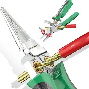 8 in 1 Wire Stripper Twister for Cutting and Pulling Wires, Voltage Tester Pliers,Cable Scissors, 12V to 250V Live,Null,Hot Wire Judgment AC DC, Audible and Flashing LED Alarms